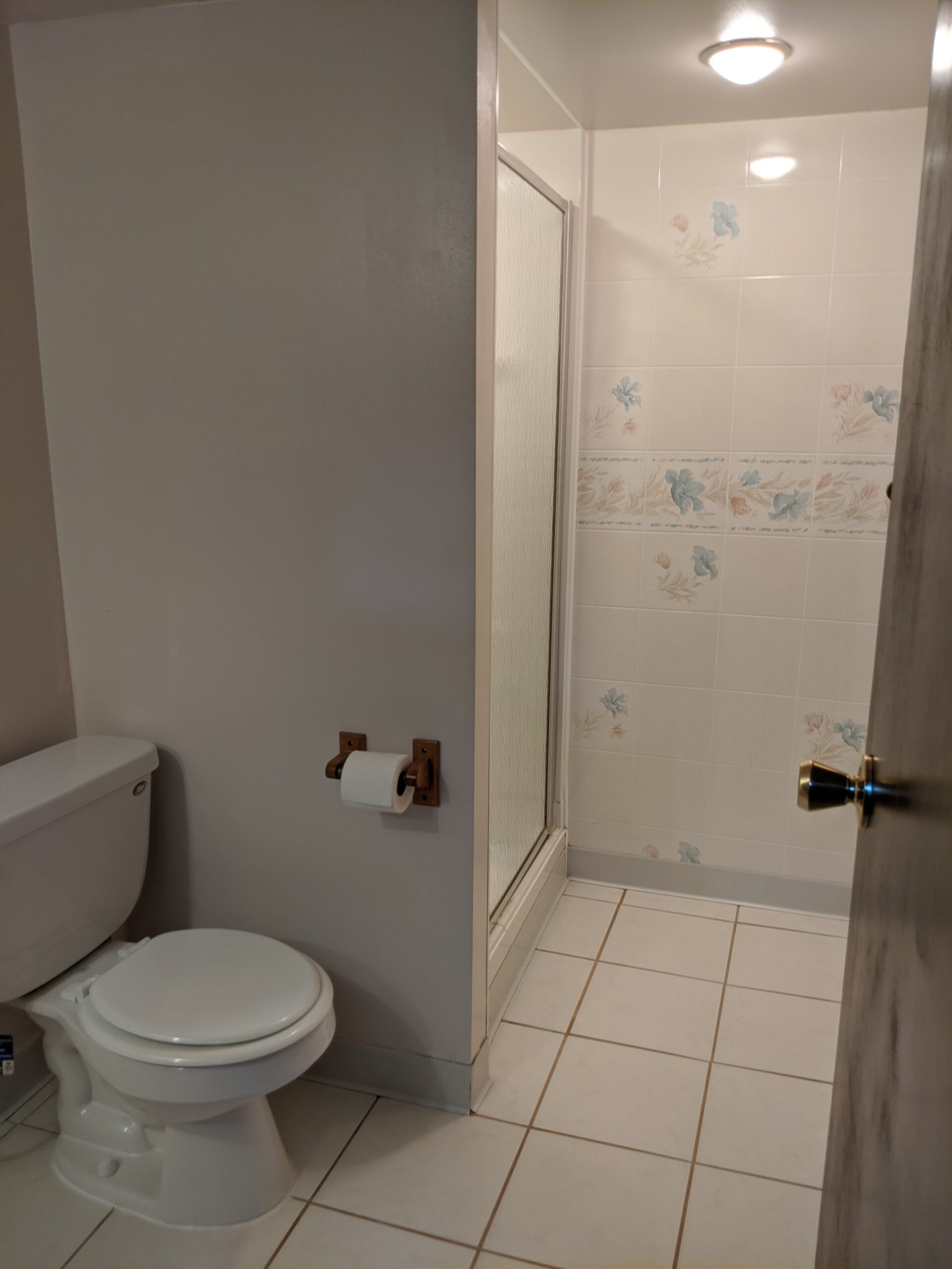 The basement bathroom wasn’t fancy but it was in fine condition. We decided to redo the layout and move the washer and dryer into the bathroom.