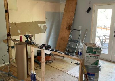 13. Beginning of custom home kitchen peninsula build during home renovation