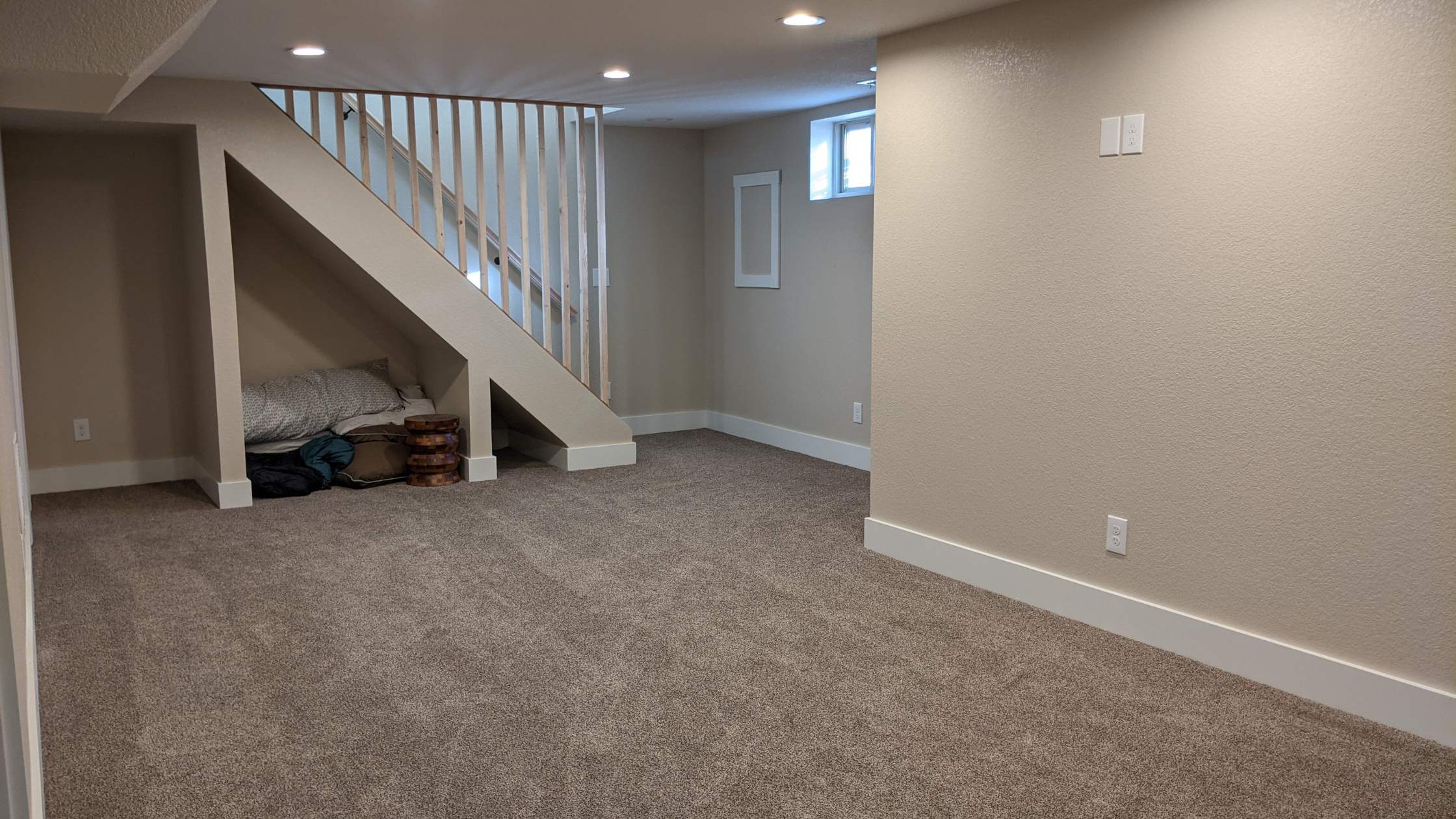 Finished photo after unfinished basement remodel