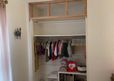 Oversized closet gets framed to a standard size with more readily available doors