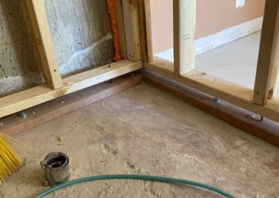 Basement bathroom shower floor down to concrete base for replacement