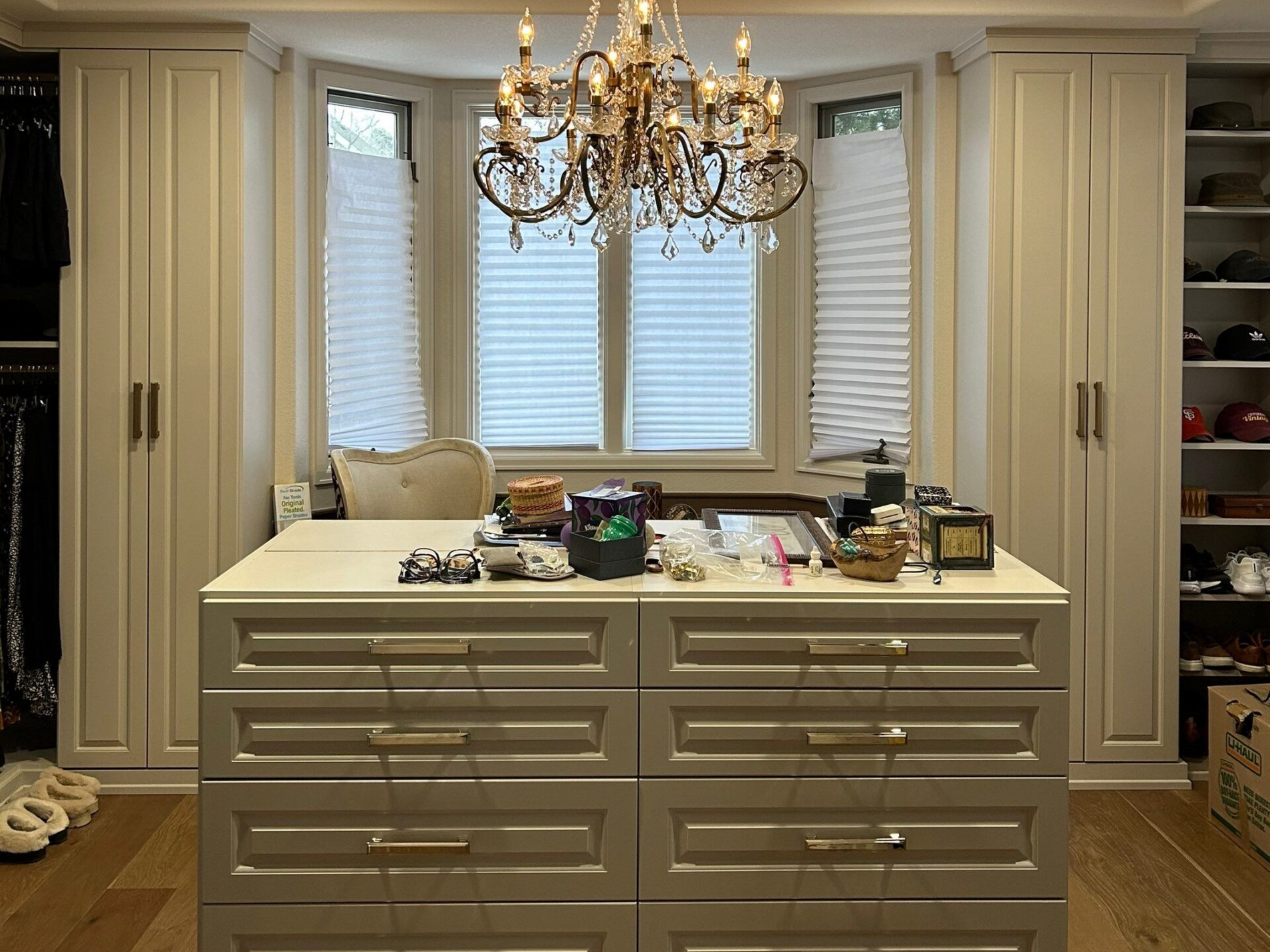Modern black horizontal metal stair railing installed on staircase in remodeled home.